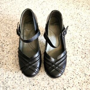 DANSKO Black Leather Clog Mary Jane Shoes Sz 36